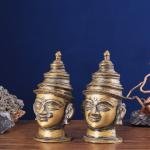 Vintage Brass Shiv Gauri Mukhalingam Pair - Sacred Divine Union Idol | Jaipurio